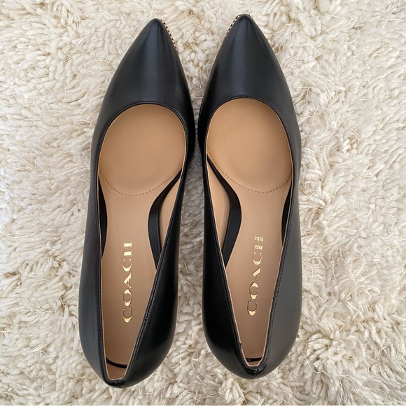 NEW COACH Samantha  Pointed Toe Pump Black/Gold Leather 7.5 - Picture 7 of 12